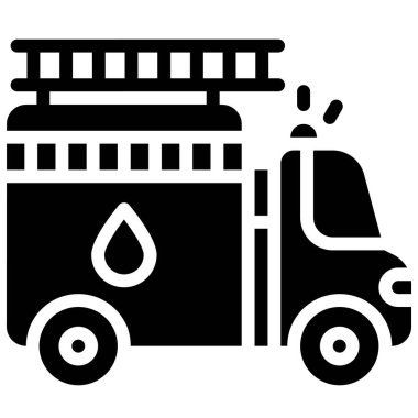 İtfaiye aracı simgesi, ulaşım bağlantılı vektör illüstrasyonu