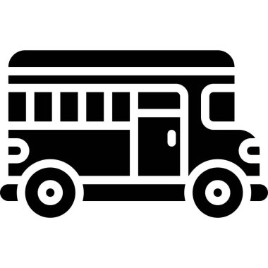 Okul servisi simgesi, ulaşımla ilgili vektör illüstrasyonu