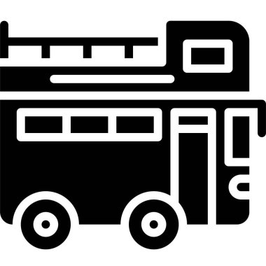 Çift katlı bus simgesi, ulaşımla ilgili vektör illüstrasyonu