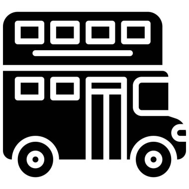 Çift katlı bus simgesi, ulaşımla ilgili vektör illüstrasyonu