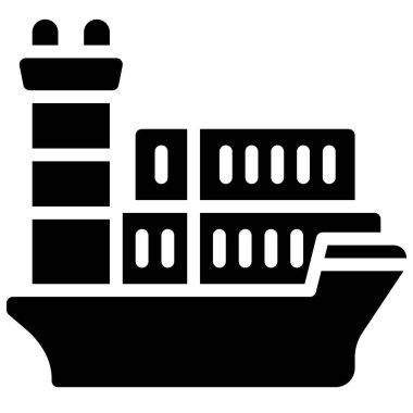 Kargo gemisi simgesi, ulaşım bağlantılı vektör illüstrasyonu
