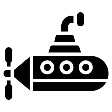 Denizaltı simgesi, ulaşım bağlantılı vektör çizimi