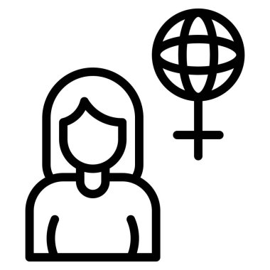 Kadın ikonu olan kadın, Uluslararası Kadınlar Günü ilintili vektör illüstrasyonu