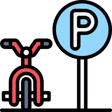 Bisiklet park yeri simgesi, park alanı ile ilgili vektör illüstrasyonu