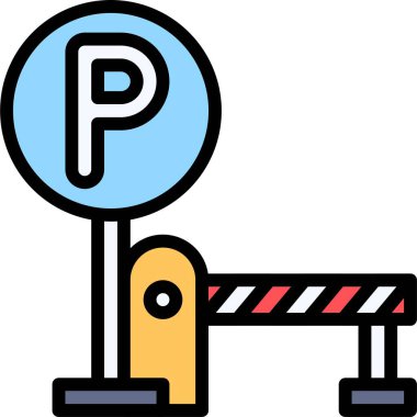 Otopark Bariyeri simgesi, Park alanı bağlantılı vektör illüstrasyonu