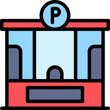 Park yeri simgesi, otoparkla ilgili vektör illüstrasyonu