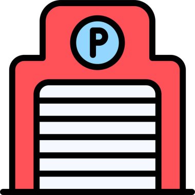 Otopark simgesi, otoparkla ilgili vektör illüstrasyonu