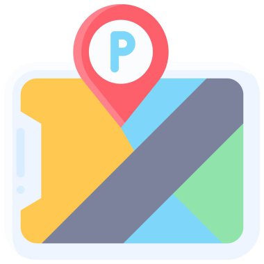 Park yeri uygulaması simgesi, park alanı ile ilgili vektör illüstrasyonu