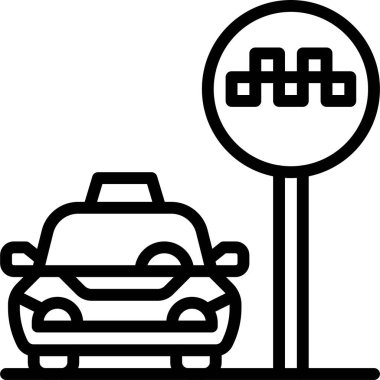 Taksi park simgesi, park yeri illüstrasyonuyla ilgili