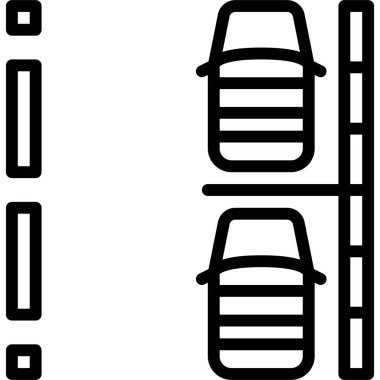 Park yerinde iki araba simgesi, park yeri illüstrasyonuyla ilgili.
