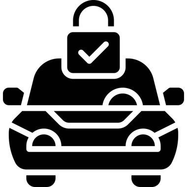 Kilit simgesine sahip araba, park alanı ile ilgili vektör illüstrasyonu