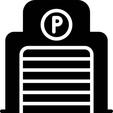 Otopark simgesi, otoparkla ilgili vektör illüstrasyonu