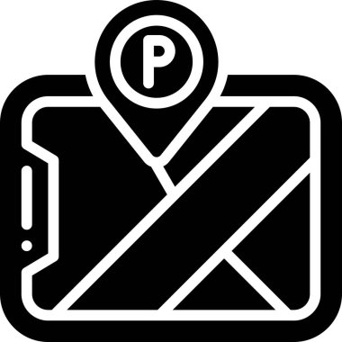 Park yeri uygulaması simgesi, park alanı ile ilgili vektör illüstrasyonu