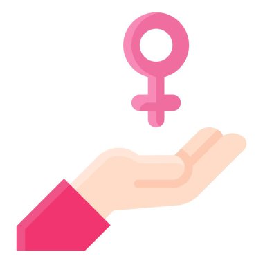 Kadın cinsiyet sembolü ikonu olan el, feminizmle ilgili vektör çizimi