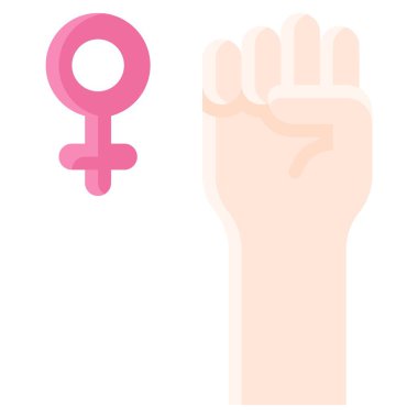 Yükseltilmiş Yumruk simgesi, Feminizm bağlantılı vektör illüstrasyonu