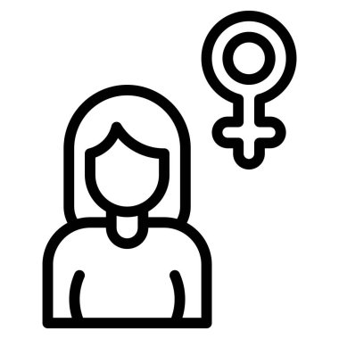 Kadın ve kadın cinsiyet sembolü, feminizmle ilgili vektör çizimi