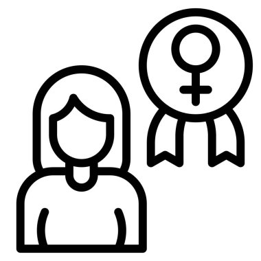 Kadın ve Rosette ikonu, feminizm bağlantılı vektör çizimi