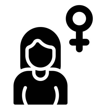 Kadın ve kadın cinsiyet sembolü, feminizmle ilgili vektör çizimi