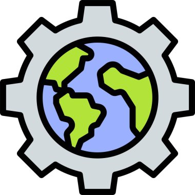 Dünya Gear simgesinde, Dünya Günü ile ilgili vektör illüstrasyonu