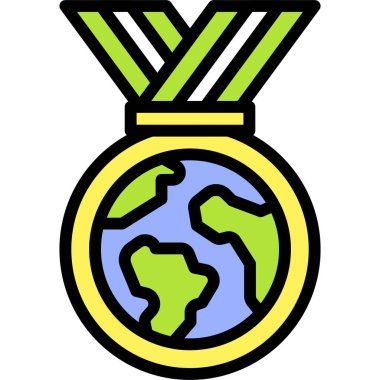 Dünya Madalyası ikonu, Dünya Günü ile ilgili vektör illüstrasyonu