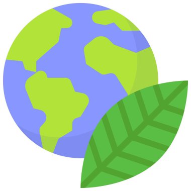 Yaprak ikonlu Dünya, Dünya Günü ile ilgili vektör illüstrasyonu