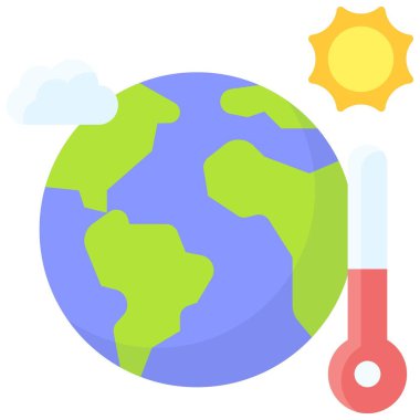 Küresel ısınma ikonu, Dünya Günü ile ilgili vektör çizimi