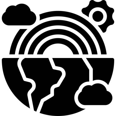 Dünyanın Yarısı simgesiyle gökkuşağı, Dünya Günü ile ilgili vektör çizimi