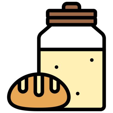 Ekşi hamuru simgesi, fırın ve fırınla ilgili vektör illüstrasyonu