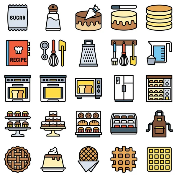 Bakery Baking Related Icon Set Filled Style Stock Vector