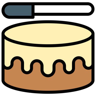 Pasta süsleme simgesi, fırın ve fırınla ilgili vektör illüstrasyonu