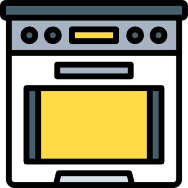 Fırın simgesi, fırın ve fırınla ilgili vektör çizimi