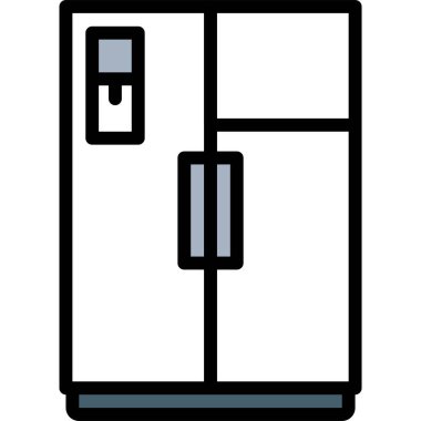 Buzdolabı simgesi, fırın ve fırınla ilgili vektör illüstrasyonu