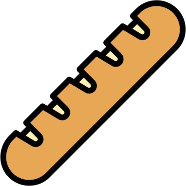 Baget simgesi, fırın ve fırınla ilgili vektör çizimi