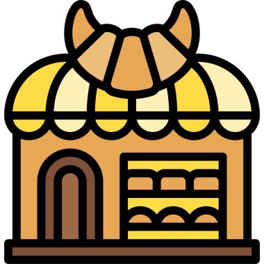 Pastane simgesi, fırın ve fırınla ilgili vektör illüstrasyonu