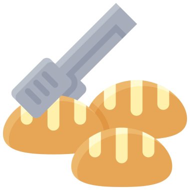 Tong ve Ekmek simgesi, fırın ve fırınla ilgili vektör illüstrasyonu