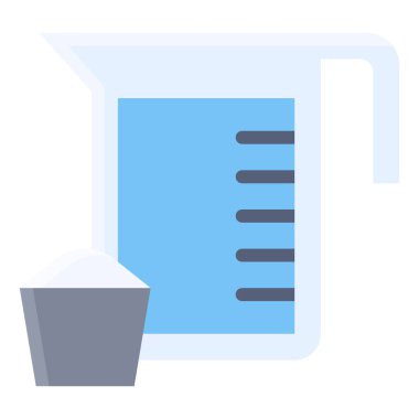 Ölçme kabı simgesi, fırın ve fırınla ilgili vektör illüstrasyonu