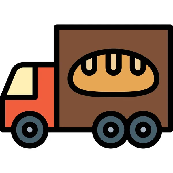 Εικονίδιο Φορτηγών Παράδοσης Αρτοποιείο Και Σχετιζόμενη Ψήσιμο Διανυσματική Απεικόνιση — Διανυσματικό Αρχείο