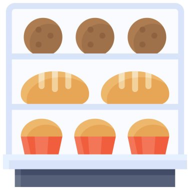 Pastane Görünüm Kutusu simgesi, fırın ve fırınla ilgili vektör illüstrasyonu