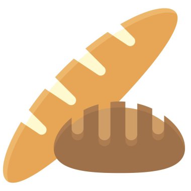 Baget simgesi, fırın ve fırınla ilgili vektör çizimi