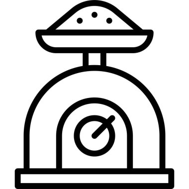 Ağırlık ölçeklendirme simgesi, fırın ve fırınla ilgili vektör illüstrasyonu