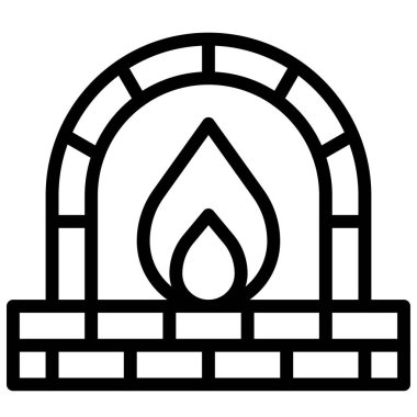 Masonluk fırın simgesi, fırın ve fırınla ilgili vektör çizimi