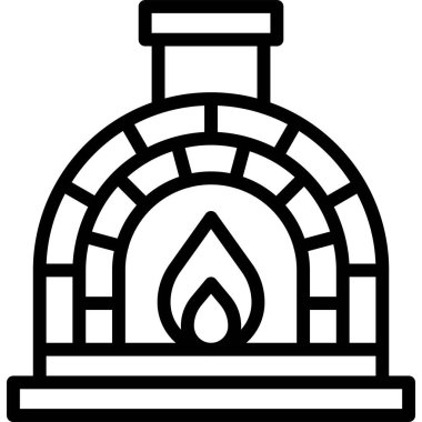 Masonluk fırın simgesi, fırın ve fırınla ilgili vektör çizimi