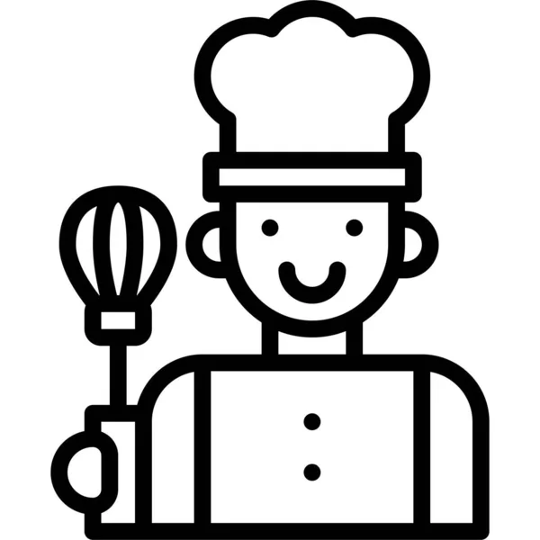 Chef Con Icona Whisk Bakery Illustrazione Vettoriale Correlata Alla Cottura — Vettoriale Stock