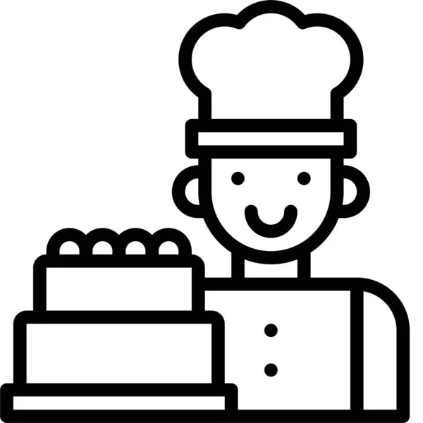 Chef Kok Cake Pictogram Bakkerij Bakken Gerelateerde Vector Illustratie — Stockvector