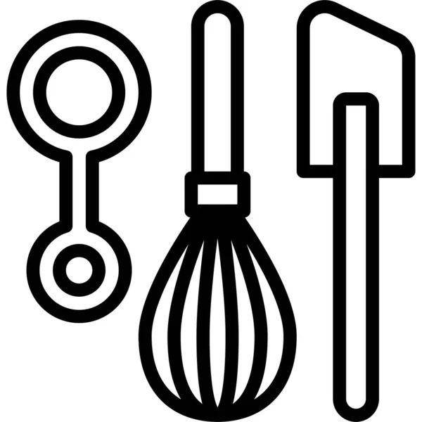 Icona Utensile Cucina Panificio Cottura Correlate Illustrazione Vettoriale — Vettoriale Stock