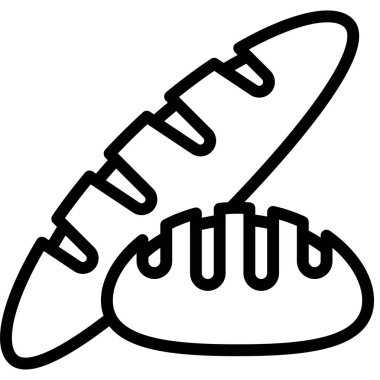 Baget simgesi, fırın ve fırınla ilgili vektör çizimi