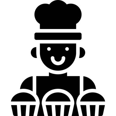 Şef ve Kek ikonu, Fırın ve fırınla ilgili vektör illüstrasyonu