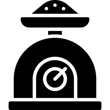 Ağırlık ölçeklendirme simgesi, fırın ve fırınla ilgili vektör illüstrasyonu