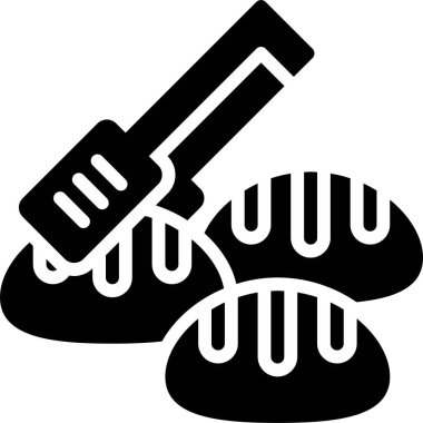 Tong ve Ekmek simgesi, fırın ve fırınla ilgili vektör illüstrasyonu