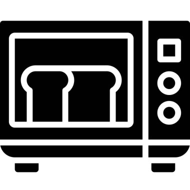 Mikrodalga fırın ikonu, fırın ve fırınla ilgili vektör illüstrasyonu